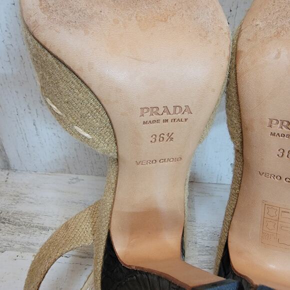 PRADA CROCODILE CAP SLING BACK COLORBLACK PUMPS, SIZE 36.5 - Picture 7 of 8